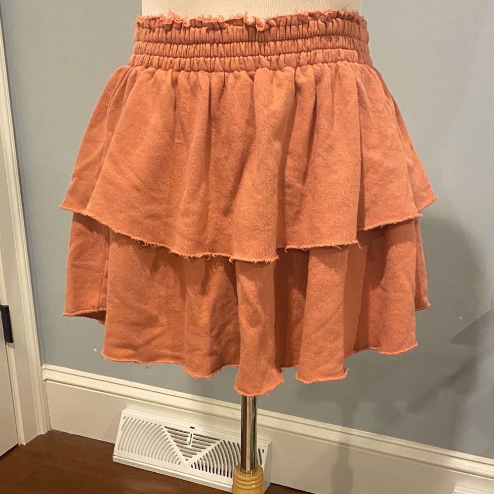 Aerie Tiered Coral Mini Skirt